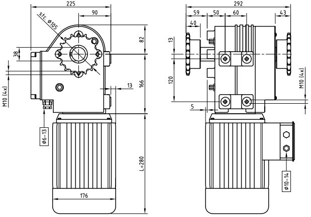 MOTOR WORM GEARBOXES GW150S CHAIN COUPLING FOR SCREENING SYSTEMS