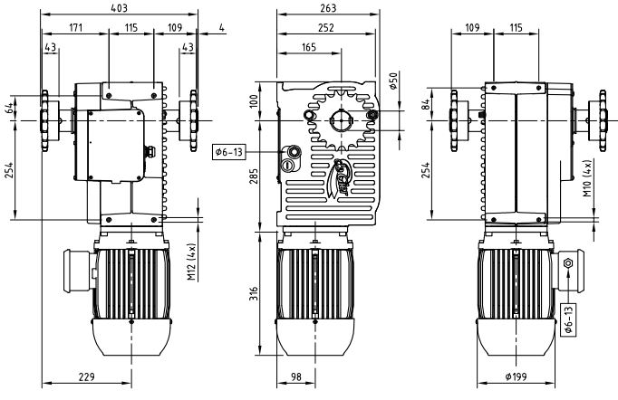 MOTOR WORM GEARBOXES GW270S CHAIN COUPLING FOR SCREENING SYSTEMS