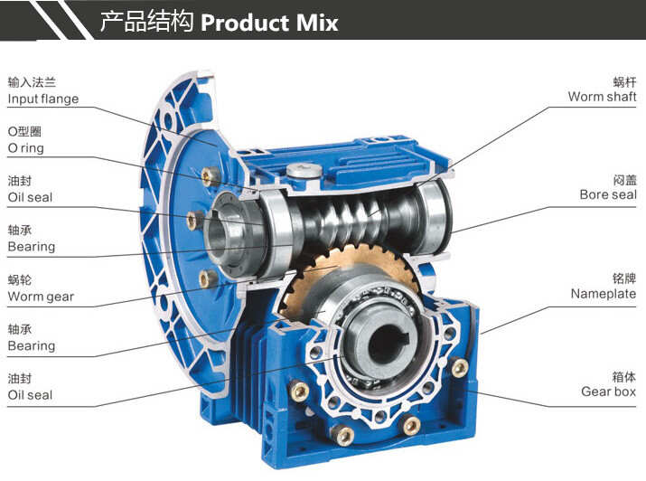 High Quality  Input Shaft Aluminum DC Motor Drive Reduction Worm Gearbox with Output Shaft Flange