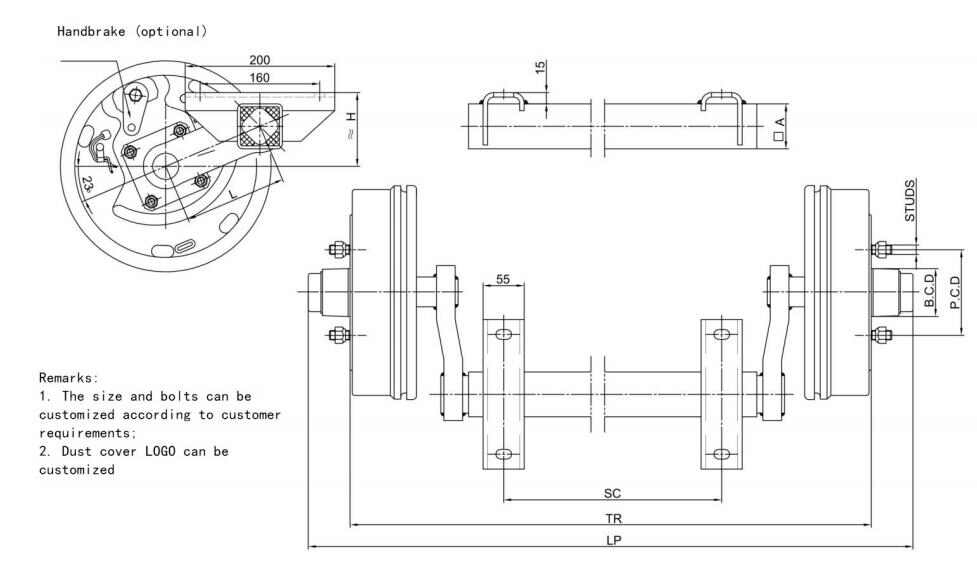 Direct Factory Sales Used EPT 1500kg Torsion Axle Without Brake Pneumatic Jockey Wheel Steel Rim with Clamp for Trailers