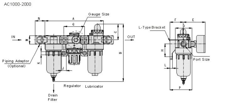 AC Series AC3000-02/03 Air Source Treatment Unit Pneumatic Parts for Compressed Air System