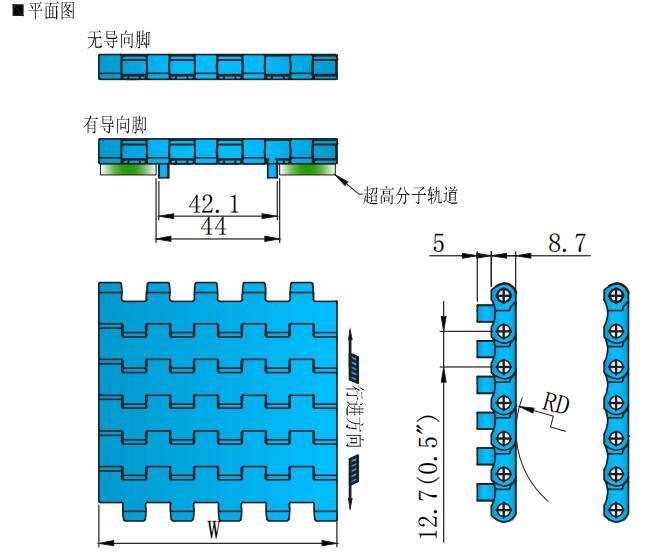 610 Series 12.7mm Small Pitch Flat Top Straight Chain Plastic Chain for Sale