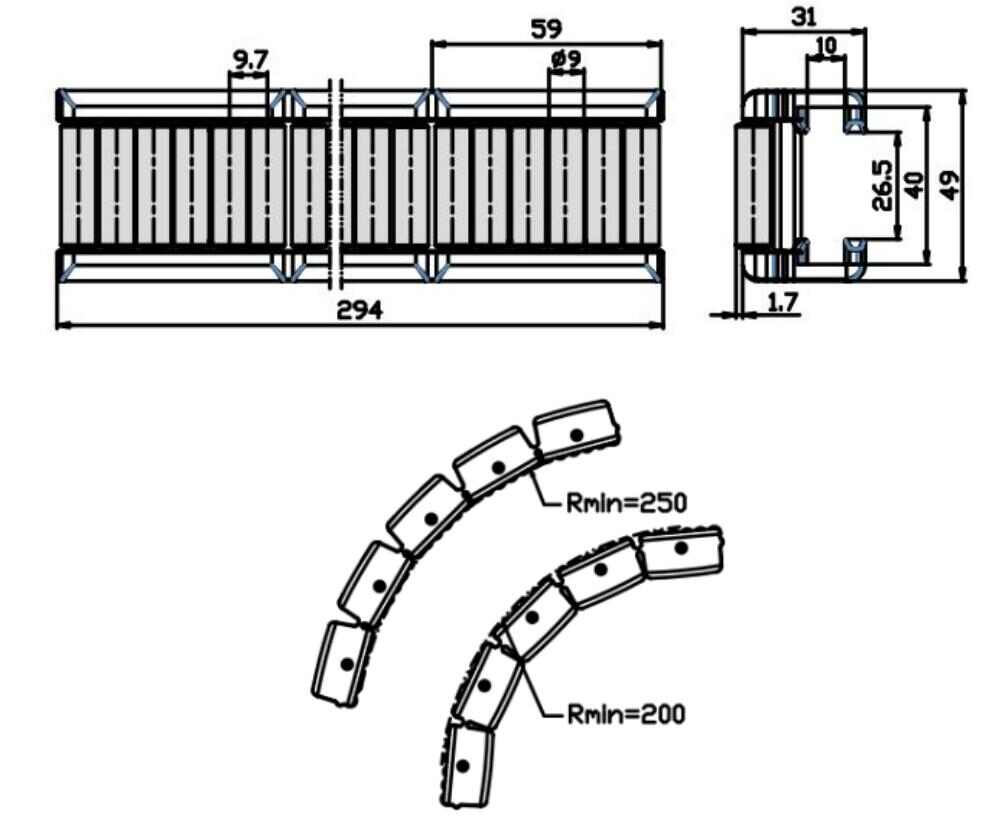 PJ0207 Conveyor Profile Roller Guardrail Ball Guardrail