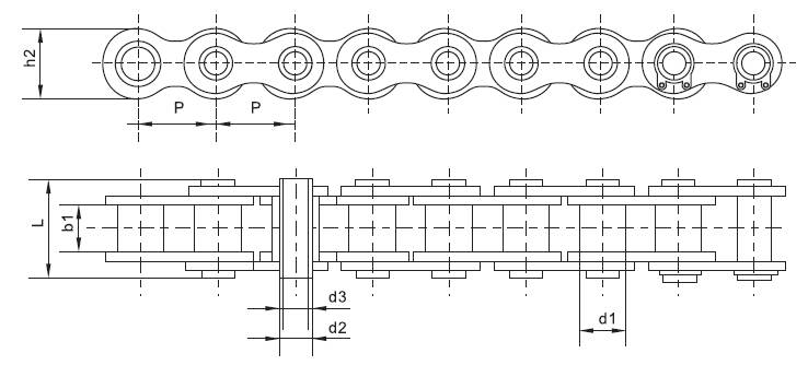 SS12BHP Stainless Steel Short Pitch Hollow Pin Chain and Sprockets Transmission Chains in Steel