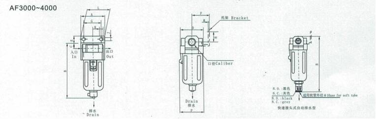 AC Series AF4000-03/04/06 Air Source Treatment Unit G1/4 Pneumatic Regulator for Compressed Air System