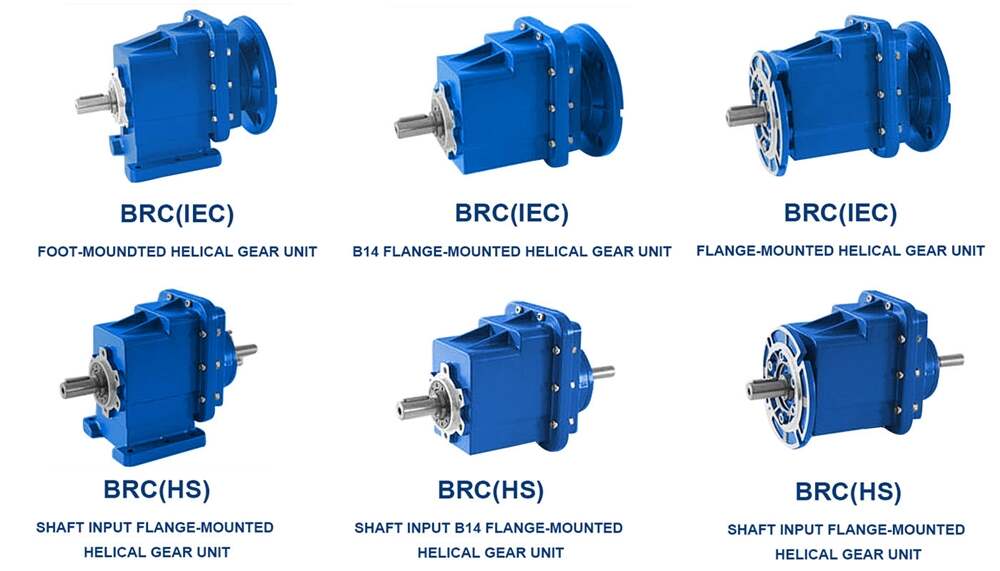 BRC HS Series Shaft Input Flange Mounted Aluminum Alloy Housing Helical Gear Unit Gear Reducer