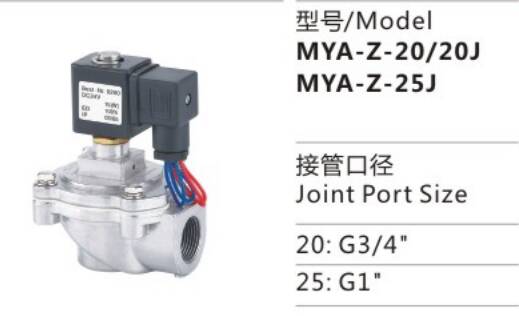 Low Price Guaranteed Quality MYA Series MYA-Z-20/20J Diaphragm Structure Electromagnetic Pulse Valve for Sale