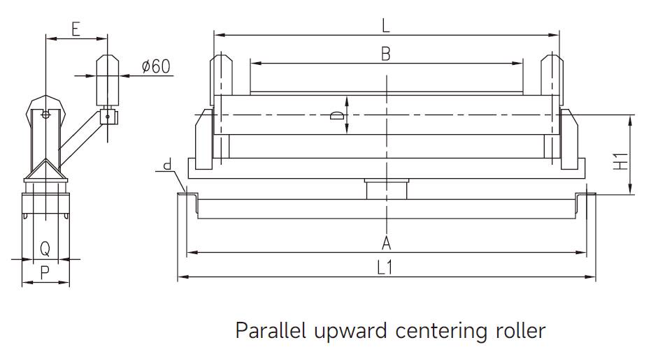 Steel Frames and sealed Bearings Various Type Upper Friction Flat Self-aligning Idler for Belt Conveyor