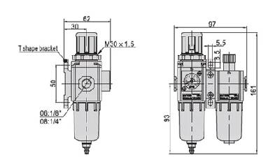 GFC Series GFC400-10/15 Air Source Treatment Unit Oil Lubricator Air Regulator for Compressed Air System