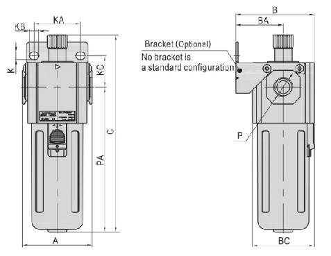 G Series GL400-10/15 Low flow fog Air Source Treatment Unit air drying Filter Pressure Regulator for Compressed Air System
