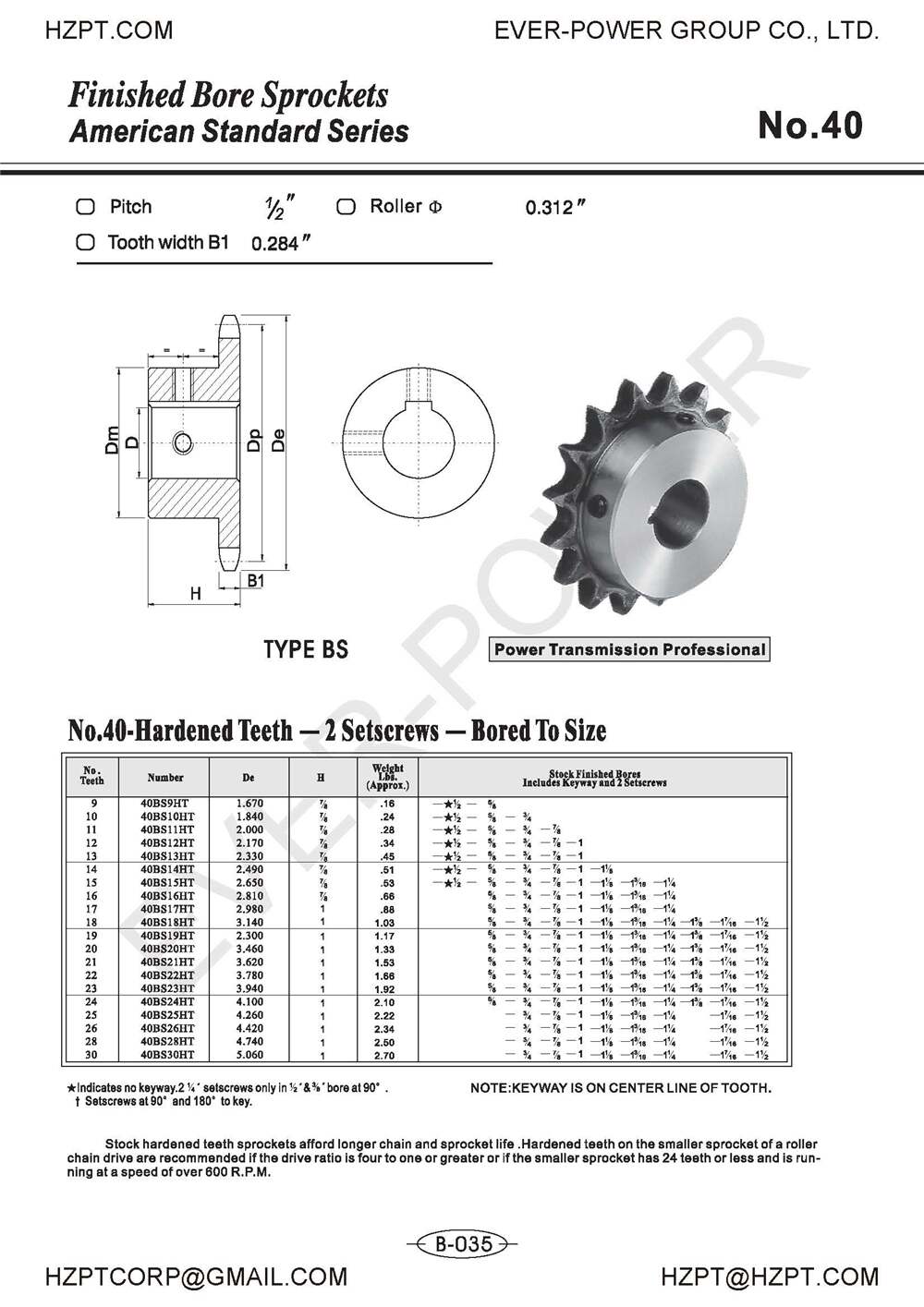 American Standard Hardened Teeth Single Type Bs Winch Keyway 2 Setscrew Finished Bore Sprocket