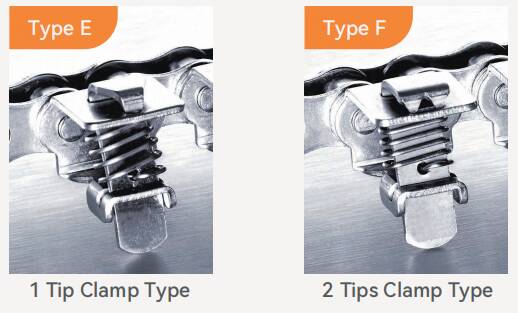 2 Tips Clamp (Type F) 08B1GC-F Stainless Steel Gripper Roller Chain for Form Fill and Vacuum Seal Wrapping