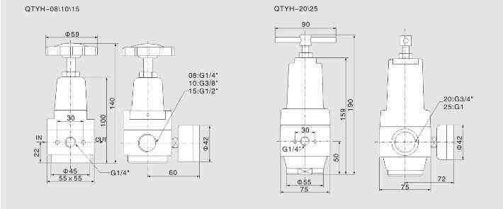 Good Quality QTYH-08/10/15 Air High pressure reducing valve for sale