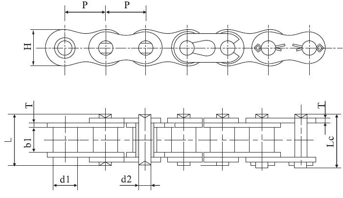 12A Stainless Steel Engineering Plastic Inner Link Chain and Sprockets for Restaurant Industries