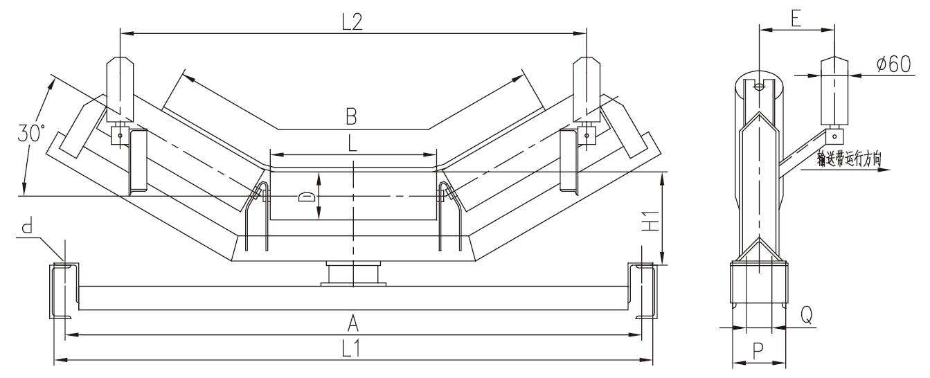 Chinese Manufacturers Material Handling Belt Conveyor Line Parts Tape Self-aligning Idler for Mining Construction Industry