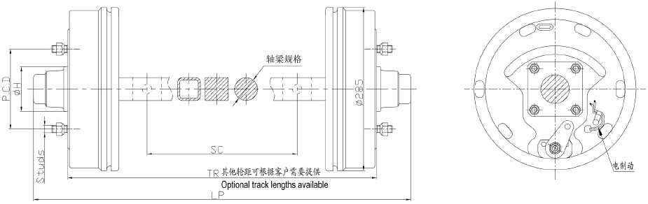 FANGD2F6 FANGD1.5F5 FANGD1F6 FANGD0.5F5 Trailer Axle Straight Axle with Electric Brake