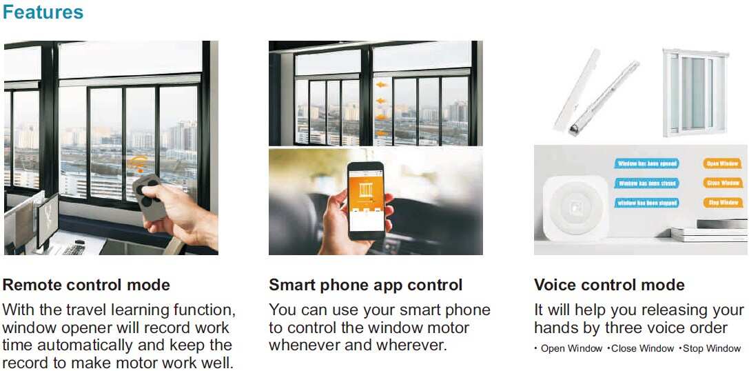 Automatic Electric Voice Control Mode App Control Slide Window Opener with Insert Remote Controller