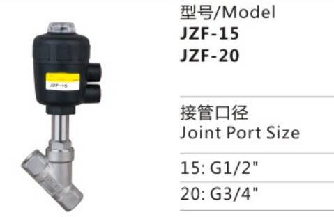 Proper Price Top Quality JZF Series JZF-15 Plastic Thread Connection Piston-operated Angle-seat Valve