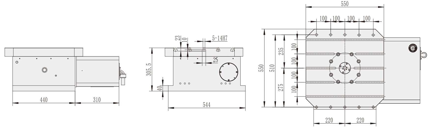 WT-H550 CNC Machining Center Parts CNC Turntable Rotary Table Horizontal Micro-positioning Table