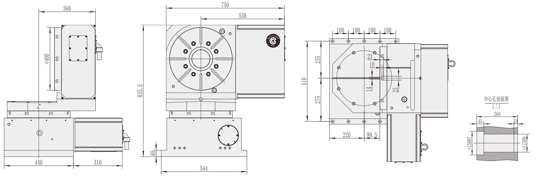 WT5S-H400 CNC Machining Center Parts New Condition CNC Turntable Rotary Table With Gear Core Components for CNC Machinery