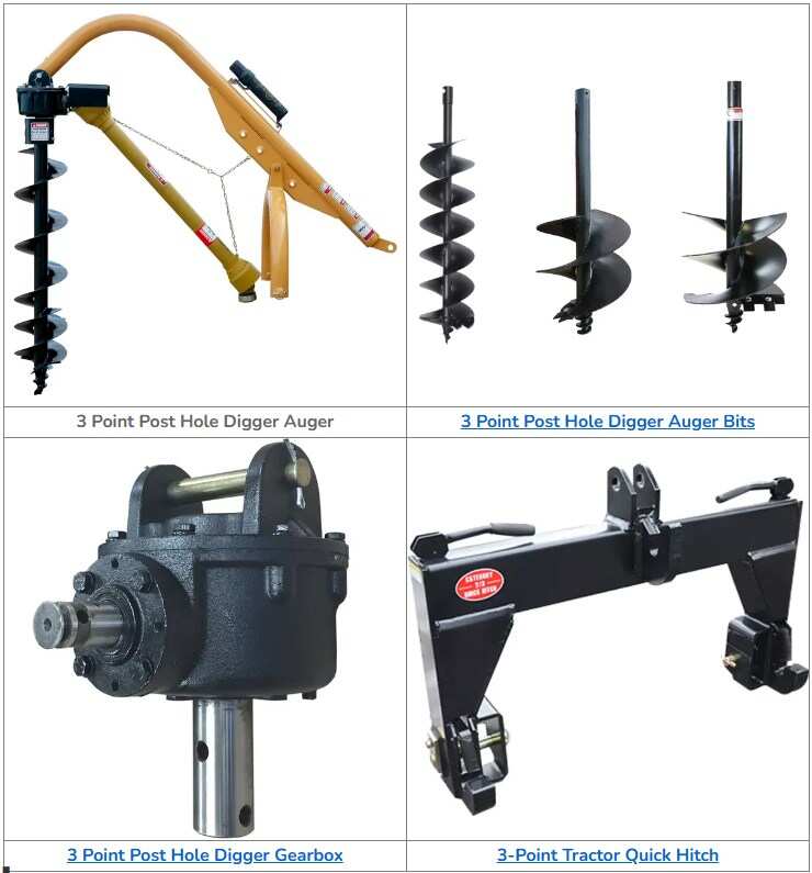 Heavy Duty 3-Point Post Hole Digger Model 1000 for Cat 1 & 2 Tractors-Tool