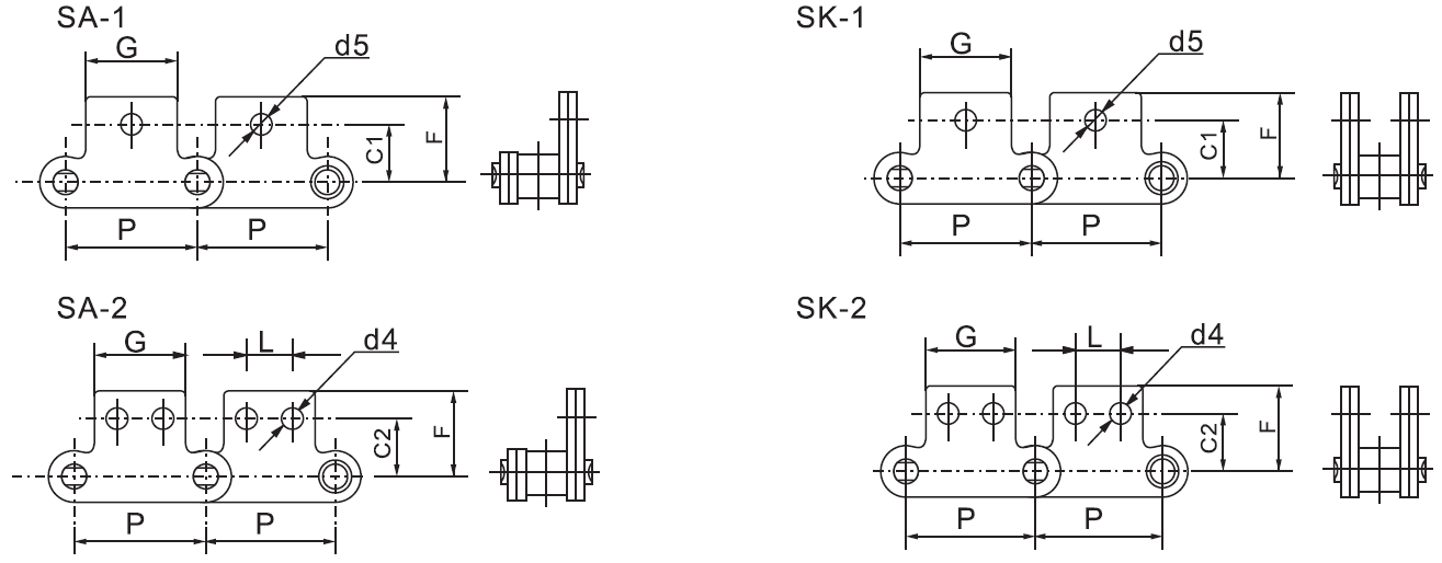 SSC220AHL SSC2102H Stainless Steel Double Pitch Conveyor Chain with Attachment SA1&SA2&SK1&SK2 and Sprockets in Steel