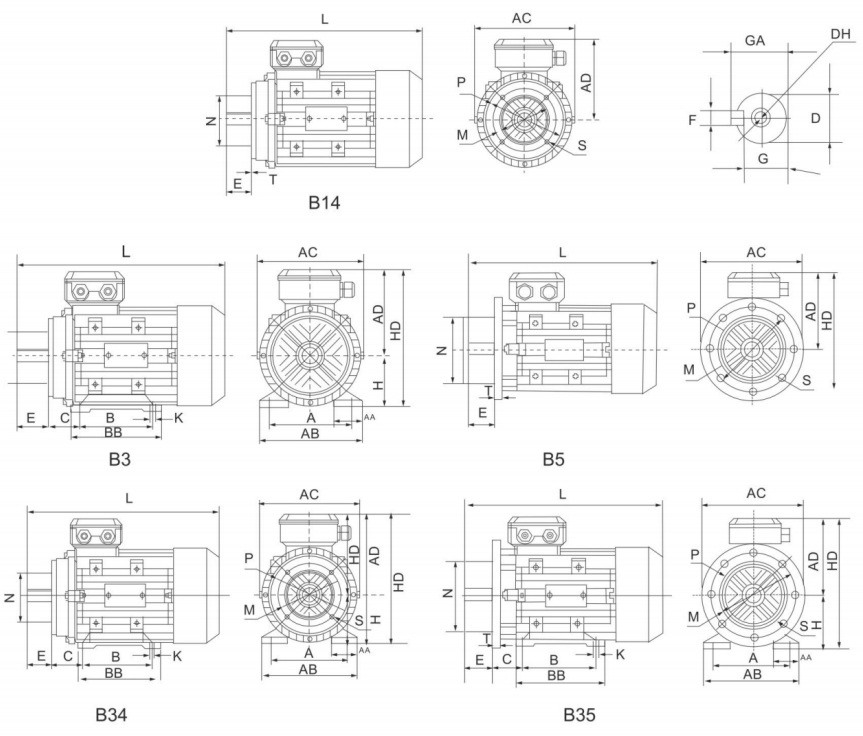 YS Series Light Weight Aluminum Housing Horizontal Three-phase Asynchronous Motor for Various Types of Mechanical Equipment