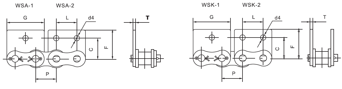 SS08A SS40 Customized Stainless Steel Short Pitch Conveyor Chain with Attachment WSA1&WSA2&WSK1&WSK2 and Sprockets in Steel