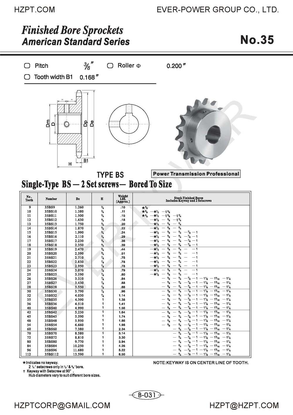 American Standard Hardened Teeth Single Type Bs Winch Keyway 2 Setscrew Finished Bore Sprocket